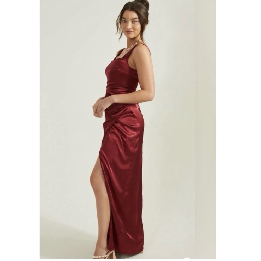 Altar'd State Jackie Burgundy Satin Maxi Dress - Size XS - Formal Wedding Guest
